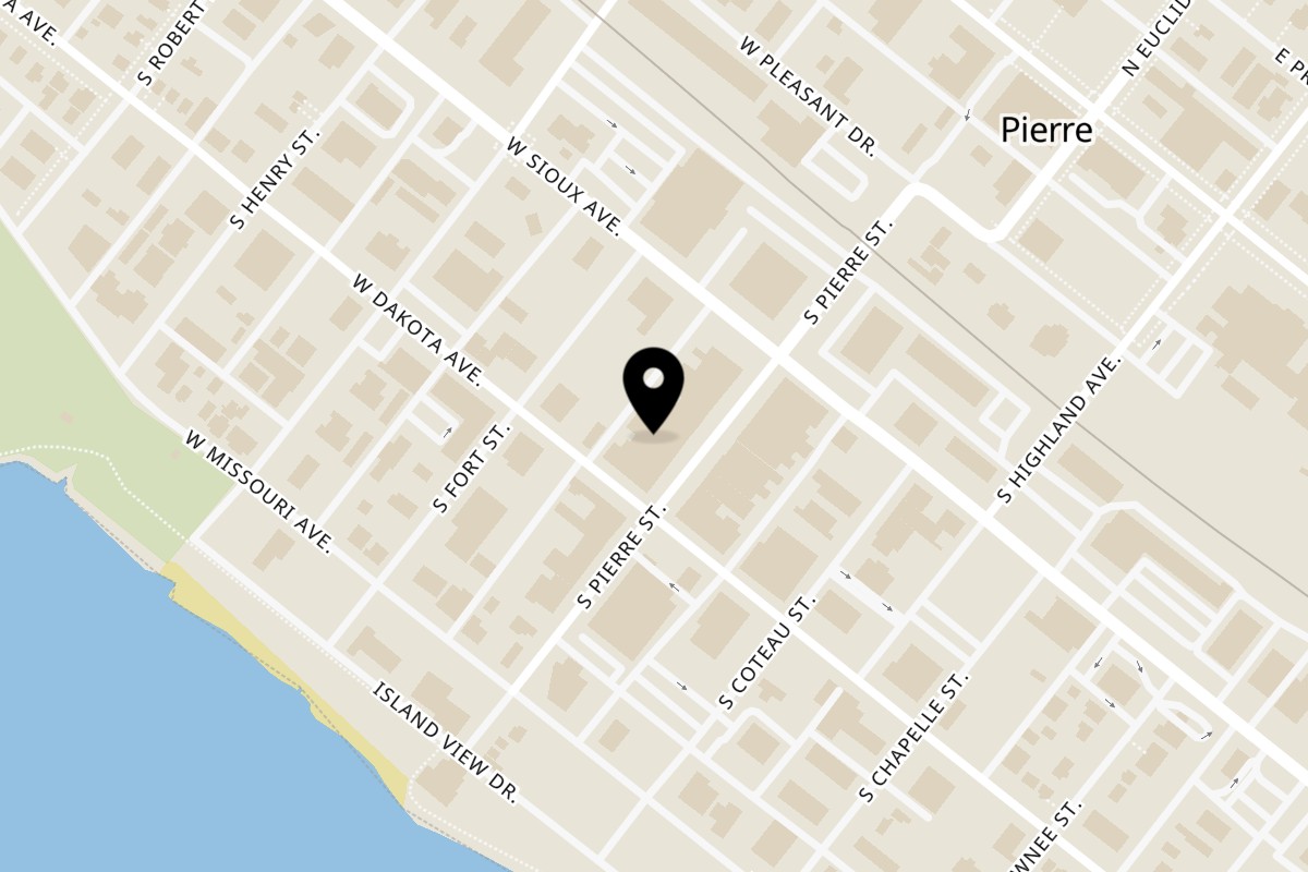 Map showing the location of The LB - Longbranch on 351 S Pierre St in Pierre
